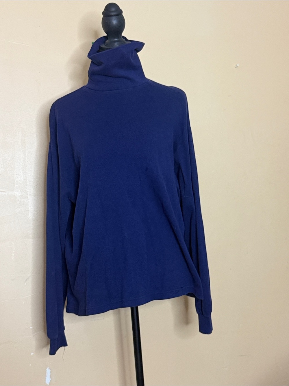 Lord & Taylor Deep Blue Turtleneck Long Sleeve Top